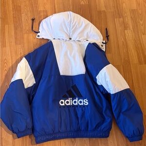 Vintage Adidas Puffer Jacket in Blue and White